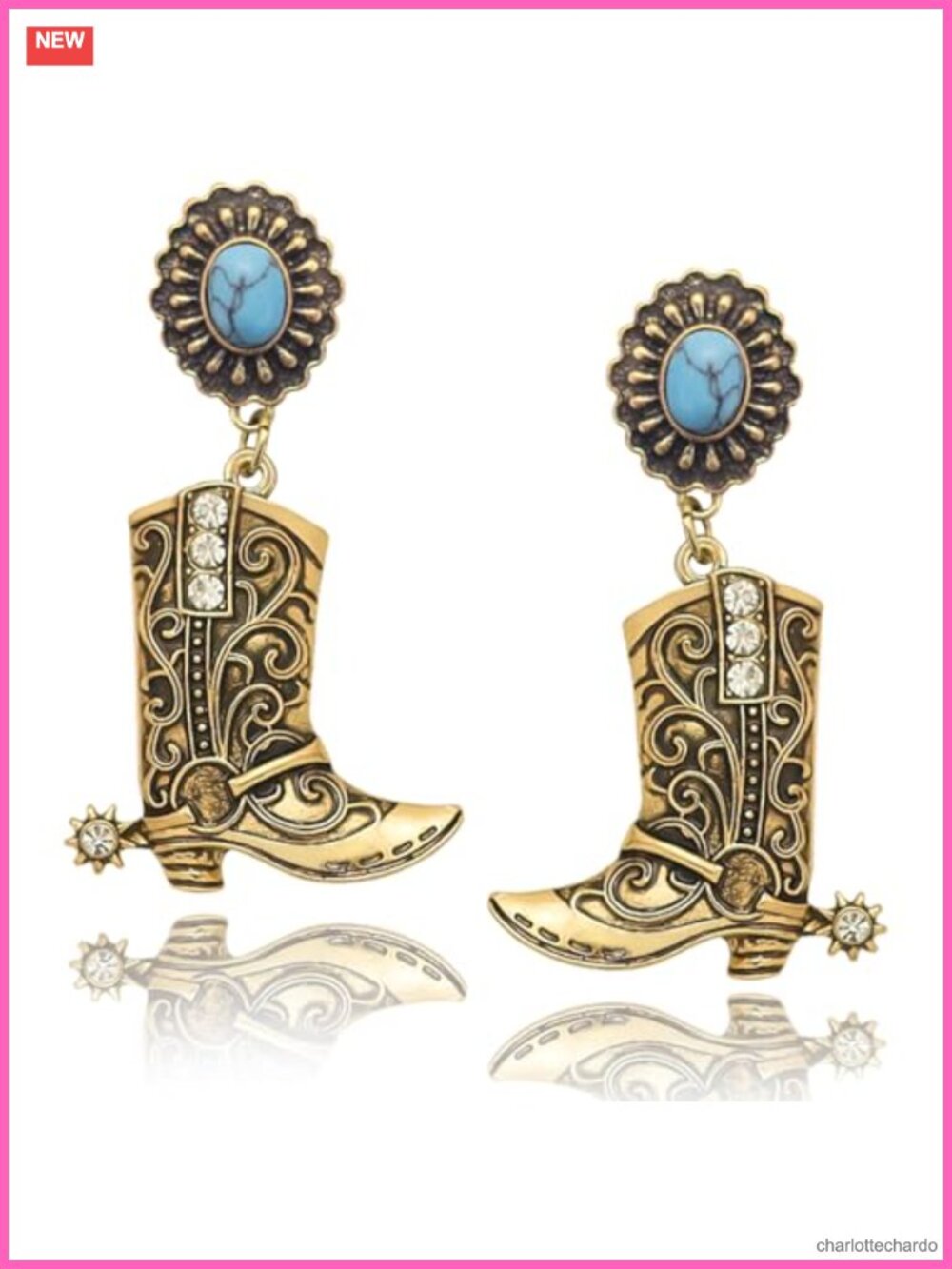 Western Cowgirl Boots Earrings Texas Spur Dangle Drop Rodeo